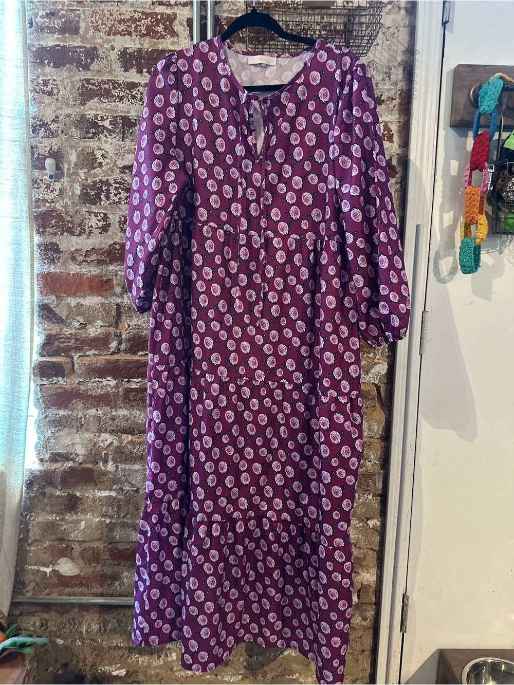 Purple Floral Tiered Maxi Dress - Picture 3 of 4